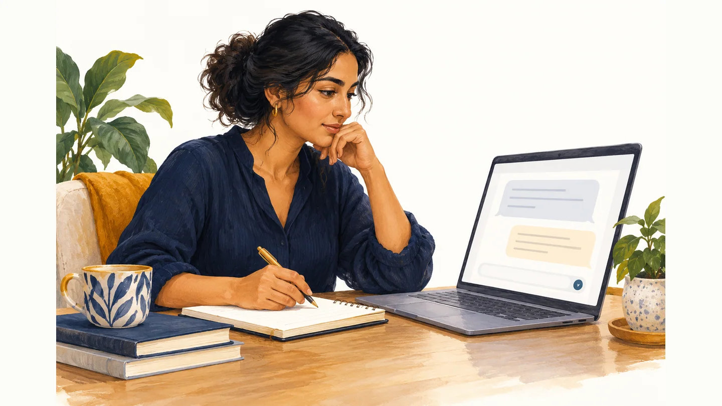 A learner exploring questions with interactive digital support