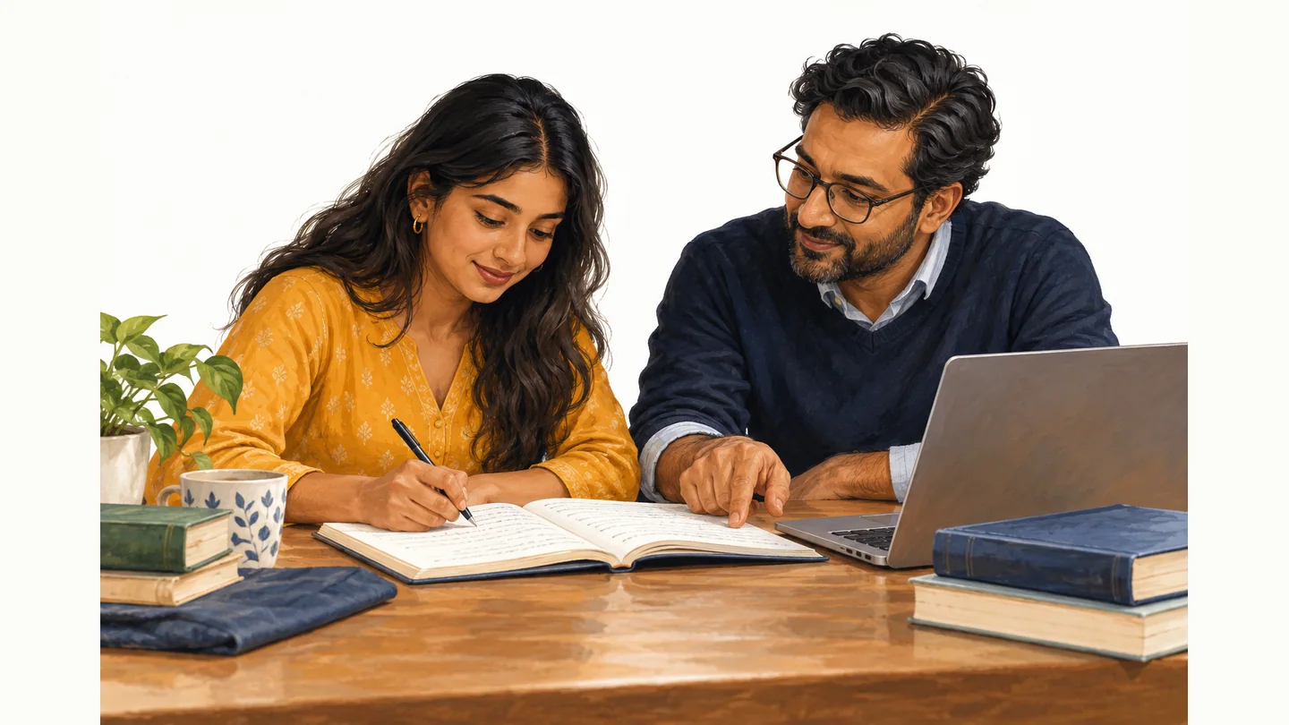 A supporter helping a learner explore educational opportunities
