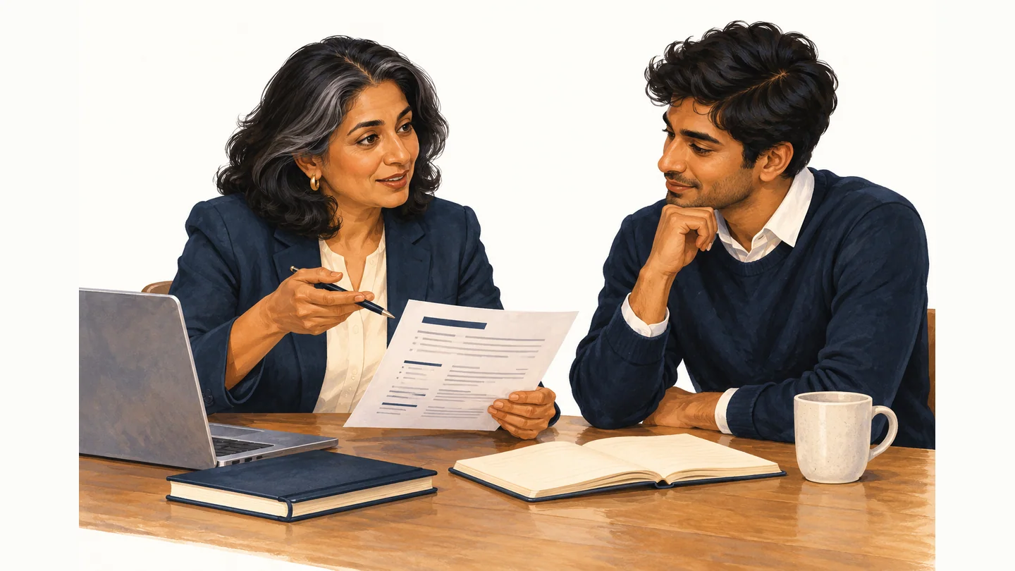A professional and mentor discussing career goals